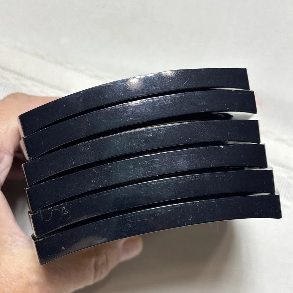 Vintage MCM Mid Century Set of 6 Plastic Drink Coasters Black Yellow